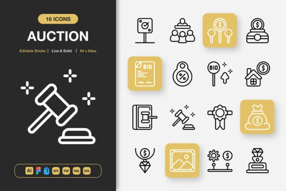Auction Icons: Graphics and Icons for Modern Design