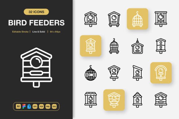 Bird Feeders Icons: Graphics and Icons for Creative Projects