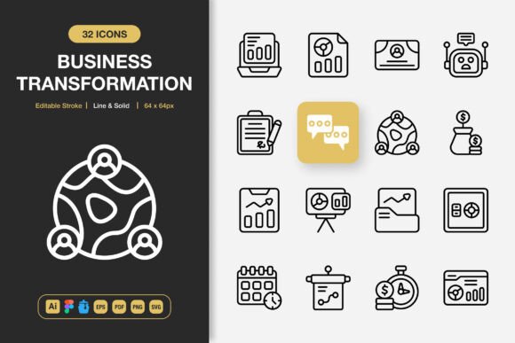 Business Transformation Icons: Graphics for Modern Design