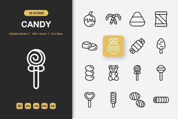 Candy Outline Icons: Graphics & Icons for Crafting