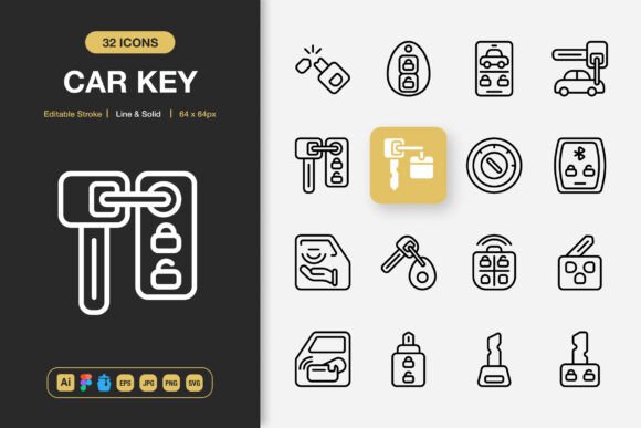 Car Key Icons: Graphics for Digital Sellers