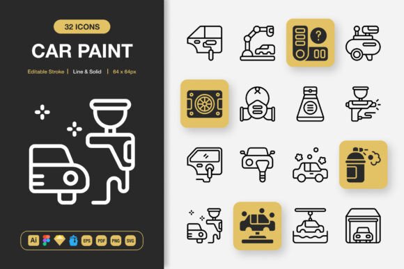 Car Paint Icons: Graphics and Icons for Modern Design
