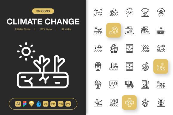 Climate Change Icons: Graphics for Modern Design