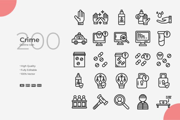 Crime Outline Graphics and Icons