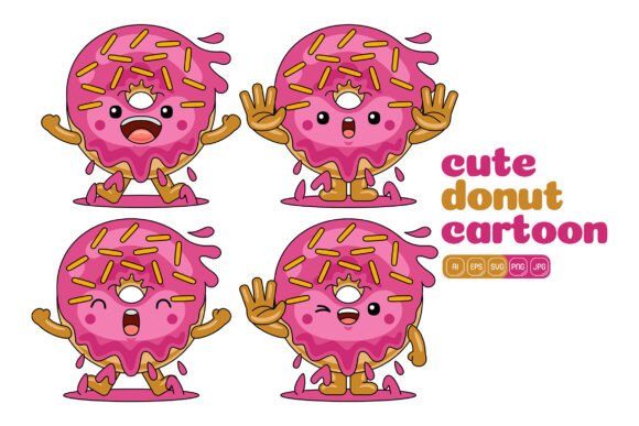 Cute Donut Mascot Vector Pack 04: Graphics and Illustrations for Branding