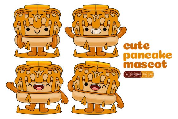 Cute Pancake Mascot Vector Pack 01