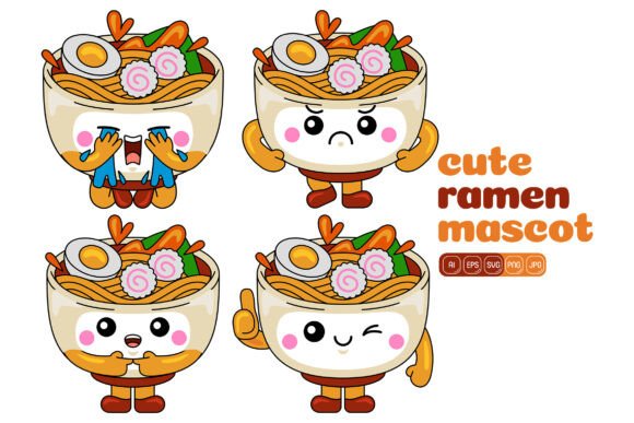 Cute Ramen Mascot Vector Pack 02: Graphics and Illustrations for Creative Projects