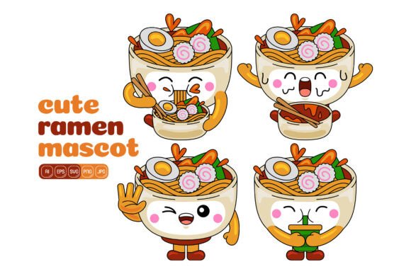 Cute Ramen Mascot Vector Pack 03