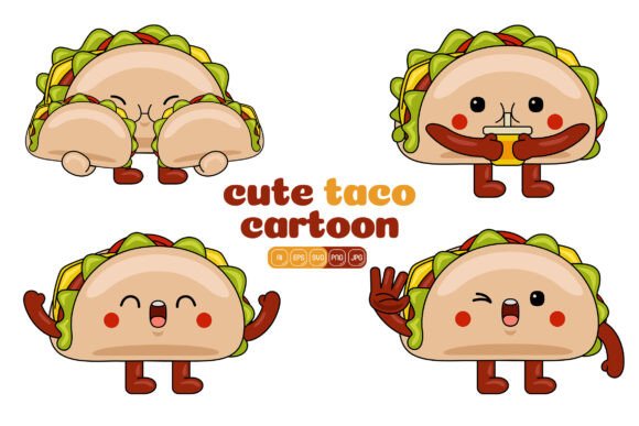 Cute Taco Mascot Vector Pack 04: Graphics for Editorial Use