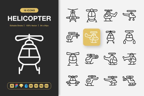 Helicopter Icons: Graphics for Modern Design