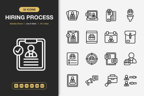 Hiring Process Icons: Graphics and Icons for Digital Sellers