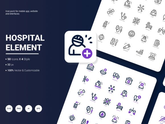 Hospital Element Icon Pack: Graphics & Icons