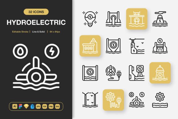 Hydroelectric Icons: Graphics That Elevate Design