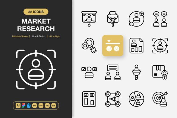 Market Research Icons: Graphics and Icons for Modern Design