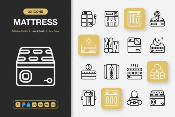 Mattress Icons: Graphics and Icons for Modern Design