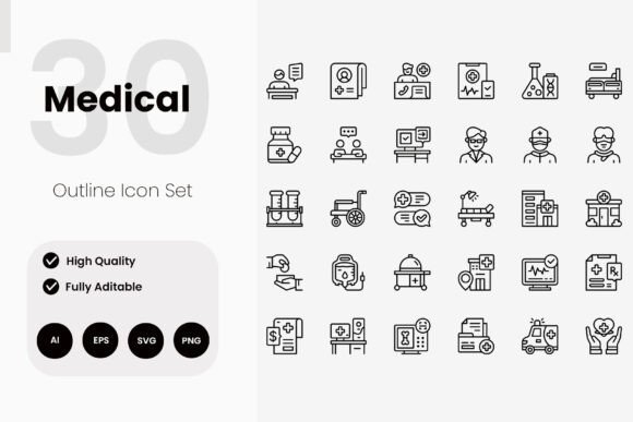 Medical Hospital Outline Icon Pack