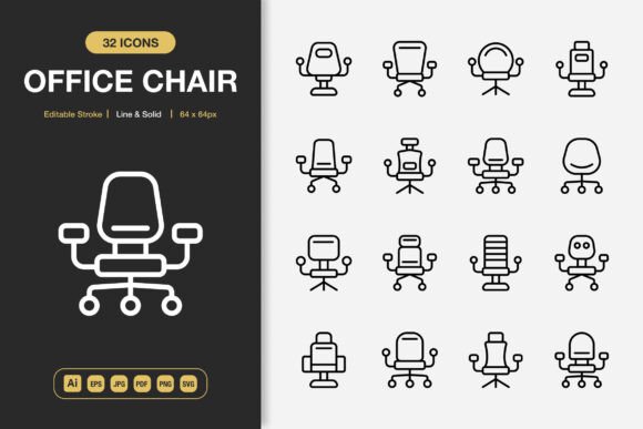 Office Chair Icons: Graphics for Modern Design