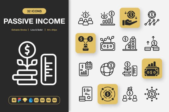 Passive Income Icons: Graphics and Icons for Modern Design