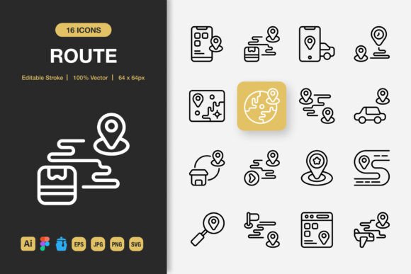 Route Outline Icons: Graphics for Modern Design
