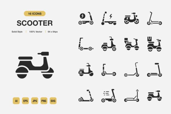 Scooter Solid Icons: Graphics and Icons for Modern Design