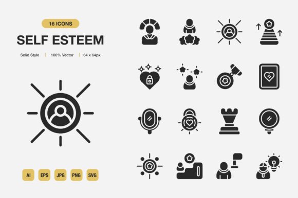 Self Esteem Solid Icons: Graphics for Local Branding