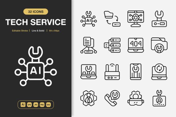 Tech Service Icons: Graphics for Digital Sellers