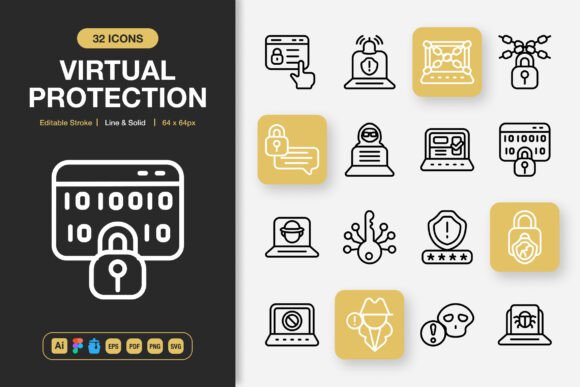 Virtual Protection Icons: Graphics and Icons for Digital Sellers