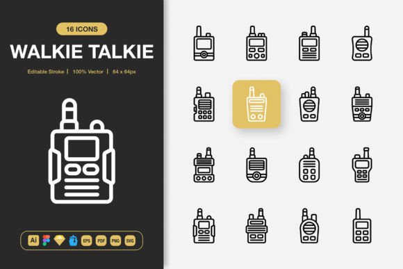 Walkie Talkie Icons for Graphic Design