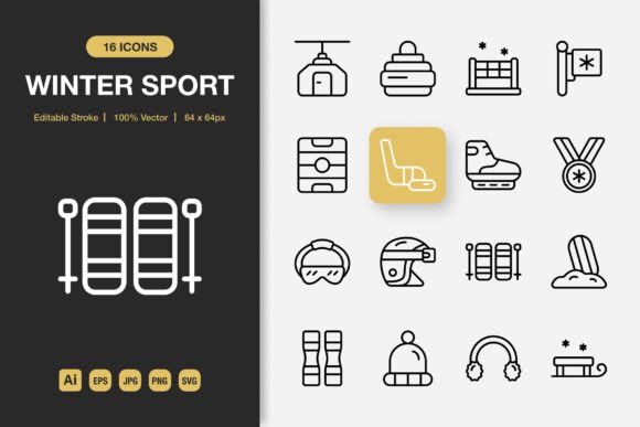 Winter Sport Outline Icons