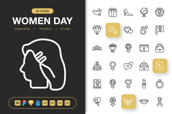 Women Day Icons for Creative Crafting