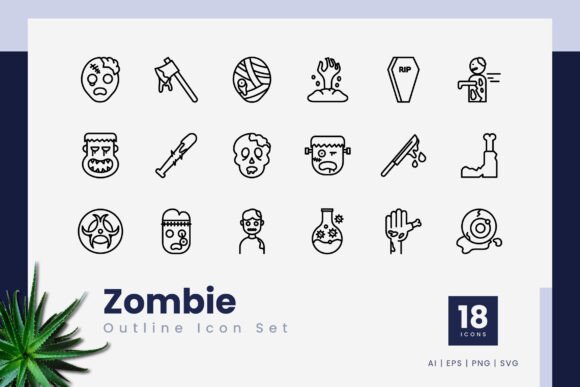 Zombie Outline Icons: Graphics for Bold Design